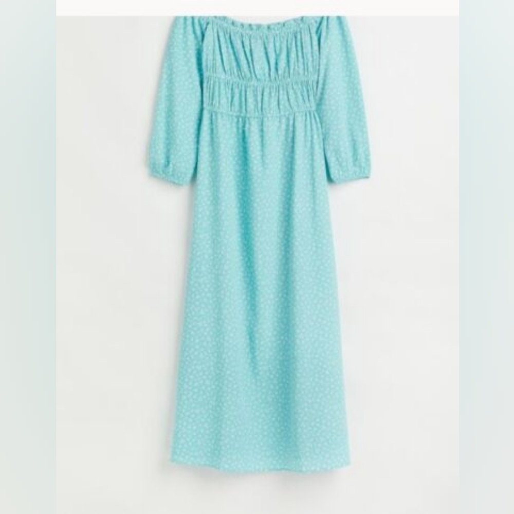 H&M Green and Blue Smocked Maxi Sundress